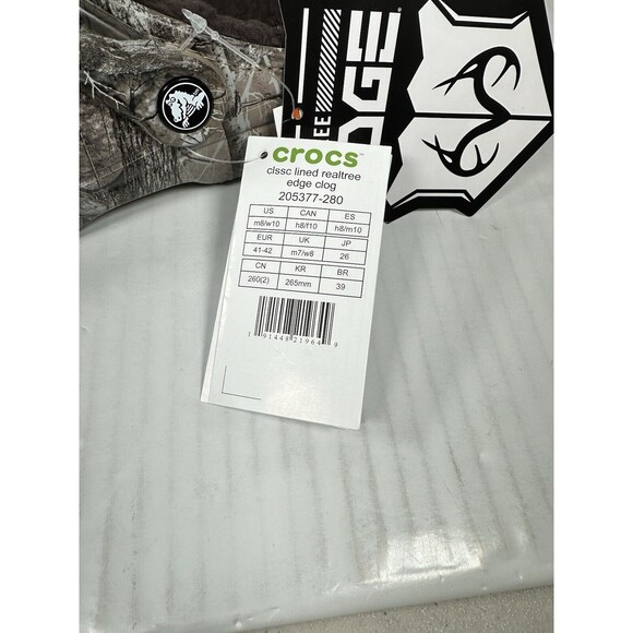Size 8 Mens Crocs Classic Lined Realtree Edge Camo Casual Shoes 205377-280 NEW main image 7